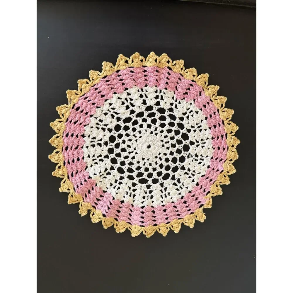 Vintage Crochet Doily Bundle Pink Lavender White Cottage Farmhouse Handmade Deco
